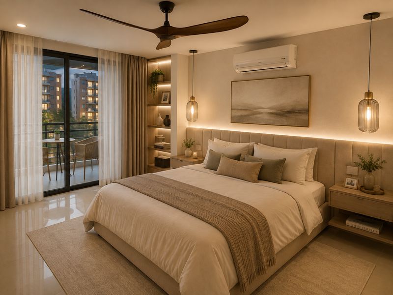 Habitación principal con balcón y aire acondicionado nuevo
